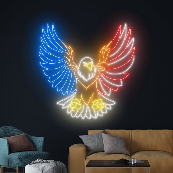 Handmadetneonsign Patriotic Eagle Neon Sign, Independence Day Wall Art Decor, Eagle Bird Wall Decor