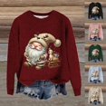 thumbnail image 2 of Zhanying Chandails Douillets pour Femmes Jacquard Graphique Tenue de Noël pour Femmes Rouge Col Rond Christmas Sweater, 2 of 5