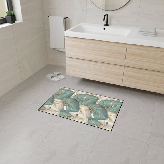 Heavy Duty Floor Mats , 3 sizes, Green & Golden Leaves Print