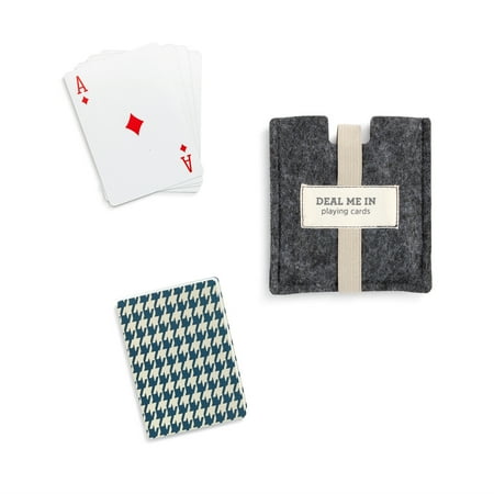 Demdaco Deal Me In Playing Cards Blue Houndstooth 4 x 3 Felt Travel Game Set