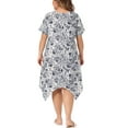 thumbnail image 3 of Agnes Orinda Women's Plus Floral Print Nightgown Pajamas Short Sleeve Cute Irregular Hem Sleepwear, 3 of 5