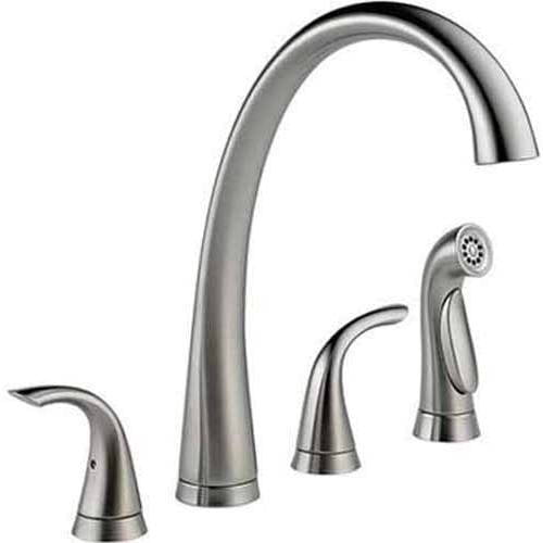 Delta Pilar Two Handle Widespread Kitchen Faucet With Spray