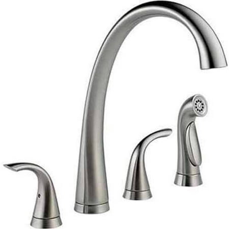 Delta Pilar Two Handle Widespread Kitchen Faucet with Spray, Arctic