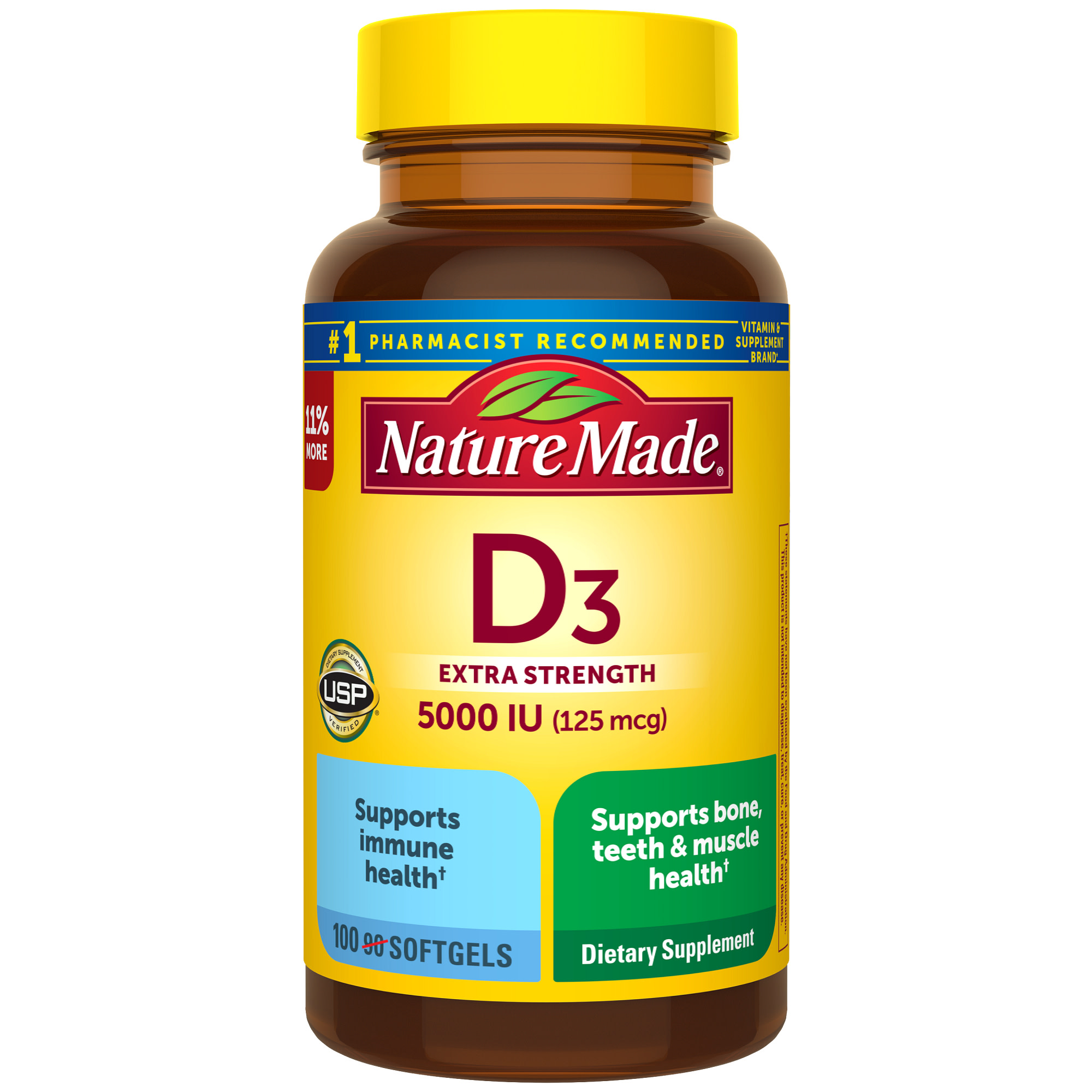 Nature Made Extra Strength Vitamin D3 5000 IU, 100 Count photo 2