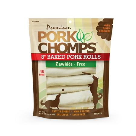 UPC: 0015958985262 | Premium Pork Chomps Baked Pork Skin Rolls 8 Rawhide-Free Rolls 18 Count