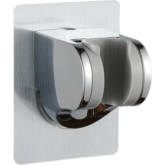 Adhesive Shower Head Holder, No-Drill Adjustable Wall Mount Bracket for Handheld Shower Head, Strong Hold, Silver