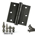 thumbnail image 2 of EMBASSY Door Hinge 3 x 3 Solid Brass Pewter with Ball Tips, 2 of 7