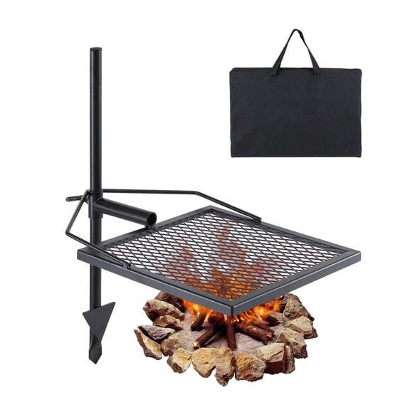 Campfire Grill Grate Swivel - Heavy Duty Steel Outdoor Cooking - 360° Adjustable Fire Pit Grill - Portable Campfire Rack for Camping BBQ