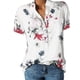 thumbnail image 2 of Gibobby Camisas De Vestir Blusa de camisa corta con bolsillo Blusa de mujer de talla grande con estampado de manga fácil para mujer（Blanco， M), 2 of 5