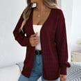 thumbnail image 6 of Wyobums Women's Cardigan Sweaters Fall Long Sleeve Crochet Eyelet Open-Front Cardigan Lightweight Loose Knitted Sweater B-Burgundy, 6 of 8