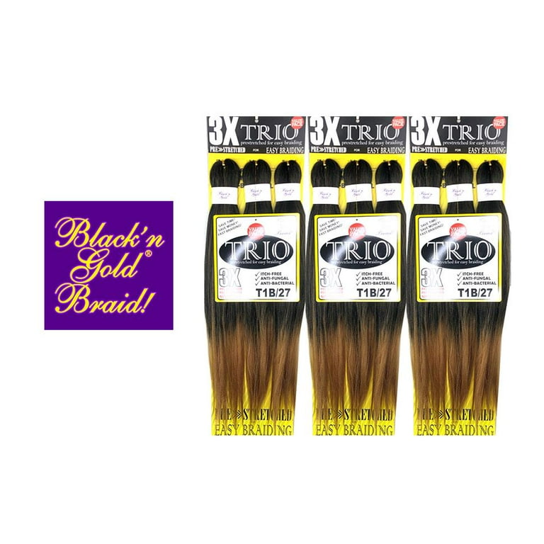 10 Pack Value Deal - 3X TRIO #1B Pre Stretched Braiding Hair