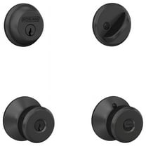 Schlage Bowery Matte Black Steel Entry Knob and Single Cylinder Deadbolt