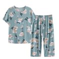 thumbnail image 2 of Brilliant Plus Size Sleepwear Women's Button Casual Long Sleeve Tops Loose Printing Pants Home Clothing Pajamas Set, 2 of 3