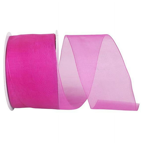 Reliant Ribbon - 25621-222-40K, Sheer With Filiment Edges Ribbon, Fuchsia, 2-1/2 Inch, 50 Yards