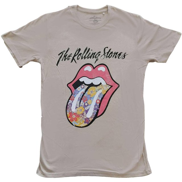 The Rolling Stones - Camiseta Flores de Algodón para Adultos Unisex (Arena)