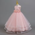 thumbnail image 3 of Girls Pageant Princess Sleeve Flower Ball Gown Dress, Kids Wedding Bridesmaid Pageant Party Formal Long Gown Princess Tulle Floral Embroidery Girl Birthday Party Dresses - 2-10T, 3 of 8
