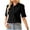 Black, variant on Ashirexll Shirts for Women Summer Short Sleeve Solid Color Turndown Collar Button Casual Loose Business Casual Tops for Women Black XL