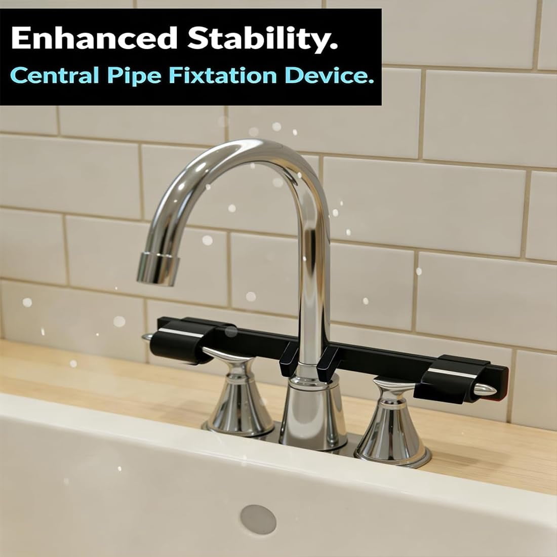 2026 New Child & Pet Safety Guard with Central Pipe Fixation, Universal Faucet Handle Lock for Double Sinks, Anti-Slip Kitchen Bathroom Stopper, Prevent Flooding