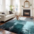 thumbnail image 3 of Teal Gray Large Area Rugs for Bedroom Living Room, Soft Non Slip Carpet Bedside Rug, Modern Oil Painted Art Abstract Geometric Rectangular Floor Cover Kitchen Accent Rug 5'x8' for Dining Room/Office, 3 of 9