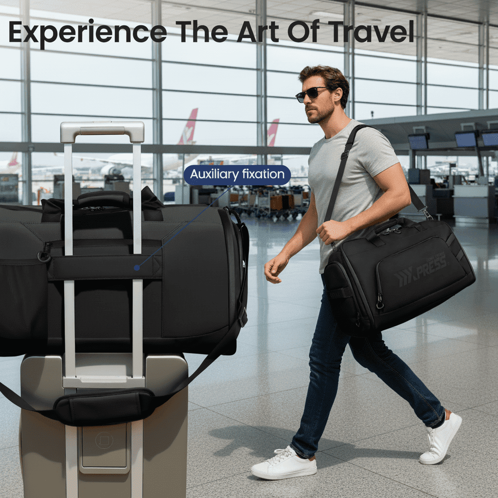 Convertible Garment Duffel Bag with Shoulder Strap, Foldable Duffle Bag for Men Women, 2-in-1 Hanging Suitcase Suit Travel Bag, Black - GB261