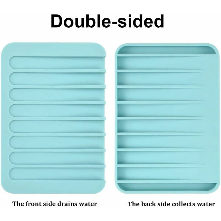 3 Pack Soap Dish for Shower, Silicone Rubber Soap Holder Stand Saver Tray  Case for Bathroom Kitchen Counter Top, Self Draining Keep Soap Bars Dry and