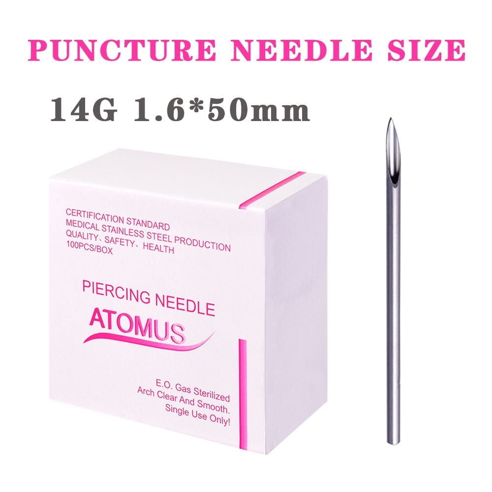 10 Aiguilles De Piercing Creuses 14G - Acier Inoxydable - Pour Nez, Oreille, Corps - Jetables, Emballées Individuellement - 7