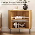 thumbnail image 4 of Fluted Corner Cabinet, Modern Small Corner Floor Cabinet with 2 Doors and 2-Tier Shelves, Freestanding Narrow Organizer for Living Room Kitchen Bathroom, Natural Oak, 4 of 9