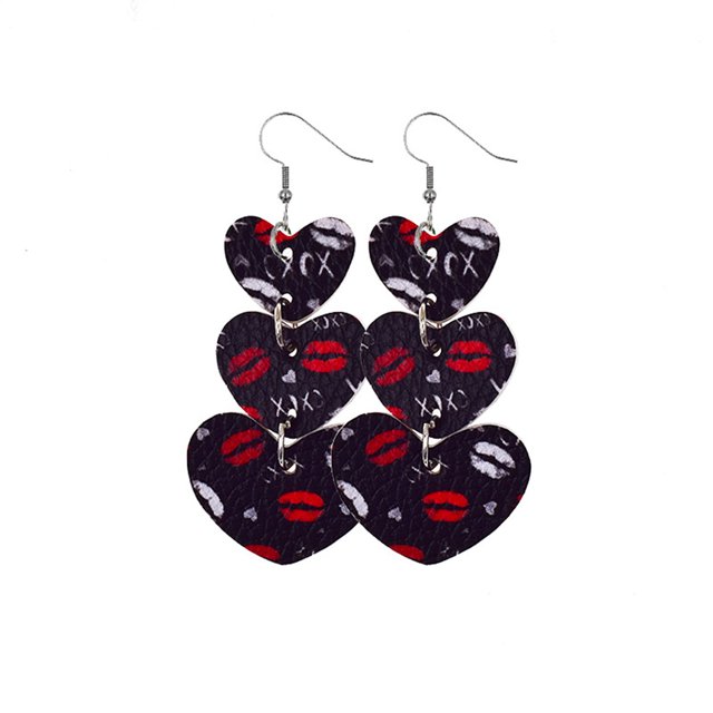 Pendientes Multicapa Labio Oreja Cuelga Aro en forma de corazón Pendiente colgante Favores de fiesta Regalo del día de San Valentín Banquete Ropa, zapatos y accesorios Miscelánea corazon 1 Minnieouse AP010113-01