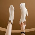 thumbnail image 4 of NECHOLOGY Botas Mujer Adulto Femenino Zapatos Botines de mujer Moda mujer cuero artificial otoño suela gruesa tacones cuadrados cremallera botines cortos zapatos de punta estrecha (Beige, 8), 4 of 5