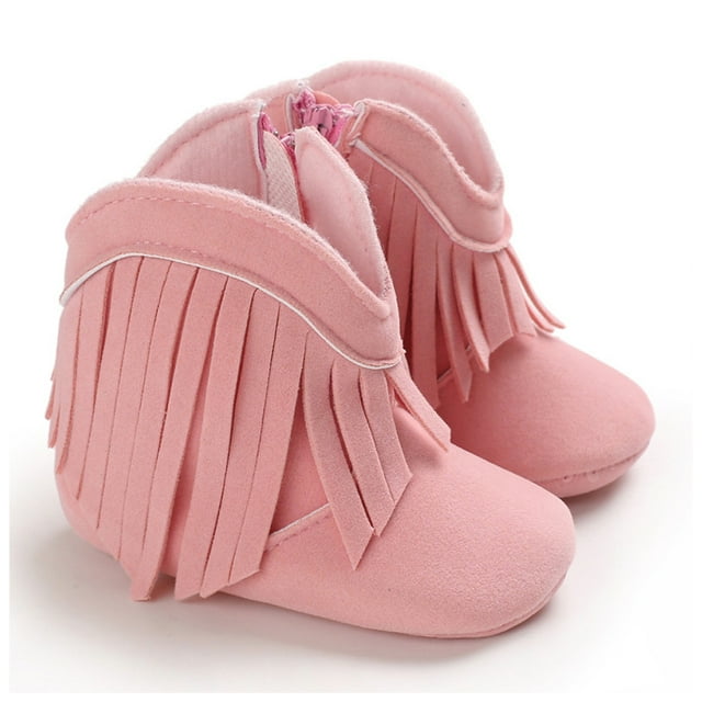 Zapatos de cuna Zapatos de bebé para niña Cremallera lateral infantil Suela de algodón Sólido
