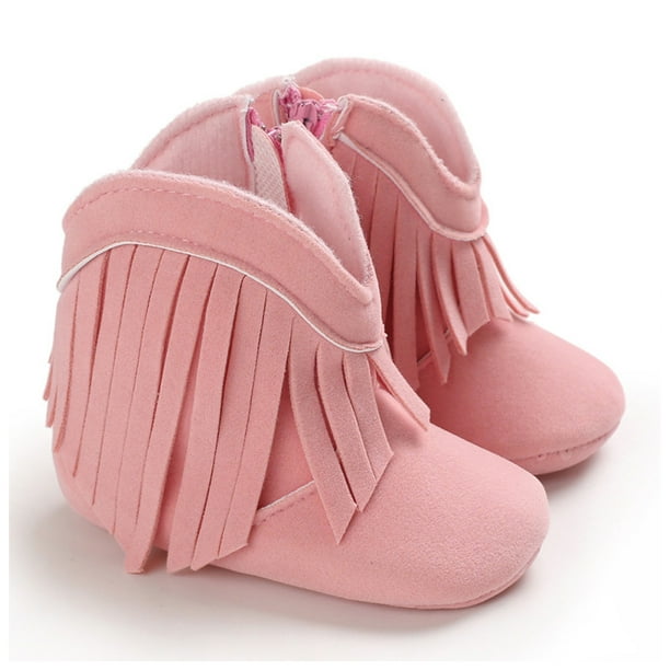Zapatos de cuna Zapatos de bebé para niña Cremallera lateral infantil Suela de algodón Sólido