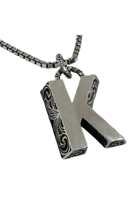 Pre-Owned Gucci Unisex Alphabet Pendant Necklace, Initial K, Silver