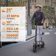 thumbnail image 6 of JUN LING Off Road Electric Scooter for Adults - 1000W, 10" Tires, 31MPH, 34Miles, Foldable E-Scooter with Detachable Seat, 6 of 7