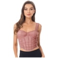 thumbnail image 3 of renvena Womens Mesh Overbust Corset Shoulder Strap Boned Bustier Shapewear Top Pink L, 3 of 7