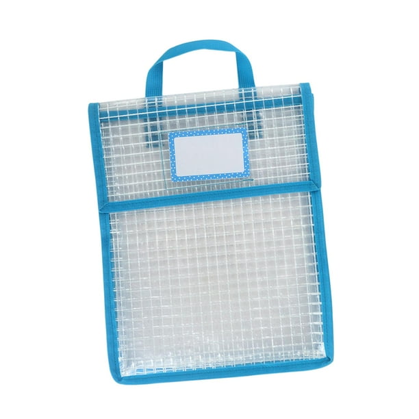 Transparent Book Pouch Bags with Name Tag Mesh Storage Bag for
