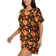 thumbnail image 2 of Fotbe Autumn Pumpkin Print Pajama Set for Women 2 Piece Loungewear Short Sleeve Tops and Shorts Set Soft Sleepwear-XX-Large, 2 of 7