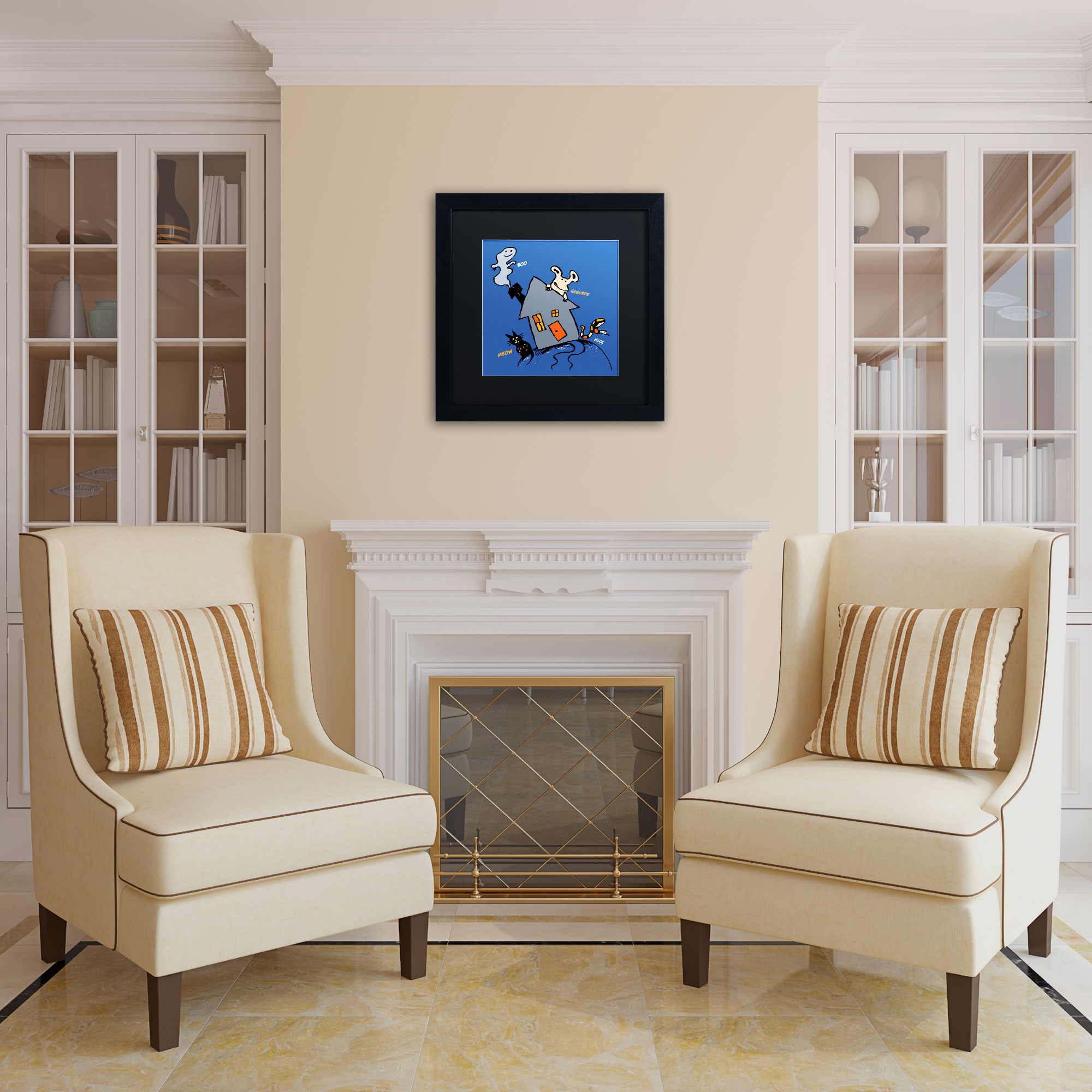 Trademark Fine Art "Halloween House" Canvas Art by Carla Martell, Black Matte, Black Frame