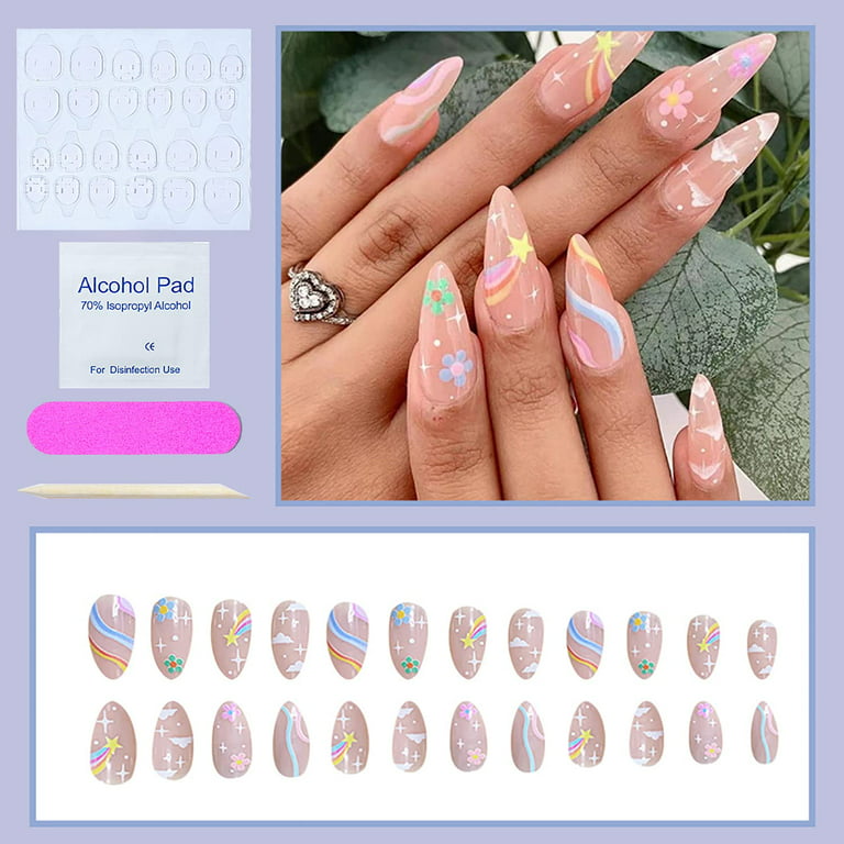 Spring Flower Nails Heart Multicolor Medium Almond Press-Ons – NOUMAY  LIMITED