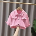 thumbnail image 4 of Atogsazn Childrens Girls Denim Jacket Kids Casual Button Down Long Sleeve Coat Lightweight Tops Clothing Hot Pink 3-4 Years Fashion, 4 of 9