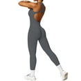 thumbnail image 3 of Baywell Women's Jumpsuits Seamless Ribbed Round Neck One Piece Yoga Workout Sleeveless Rompers Sexy Tank Top Shorts, 3 of 7