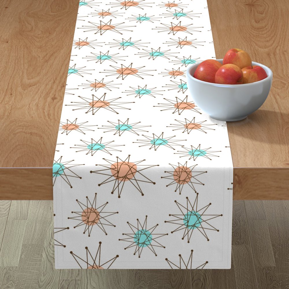 Table Runner Starburst Mid Century Modern Pattern Midcentury Cotton