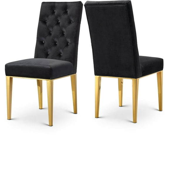 Meridian Furniture Capri 19.5"H Velvet Dining Chair in Black (Set of 2)