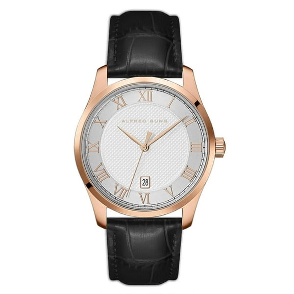 Alfred Sung Winslow White dial Black leather strap Men's watch