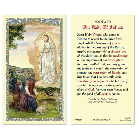 Our Lady of Fatima Laminated Holy Card - 25/pk