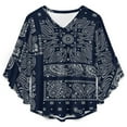 thumbnail image 4 of Paisley Bandana Patterns Women's V-Neck Blouse With 3/4 Ruffled Bell Sleeves Casual Top Ladies Blouses, 4 of 7