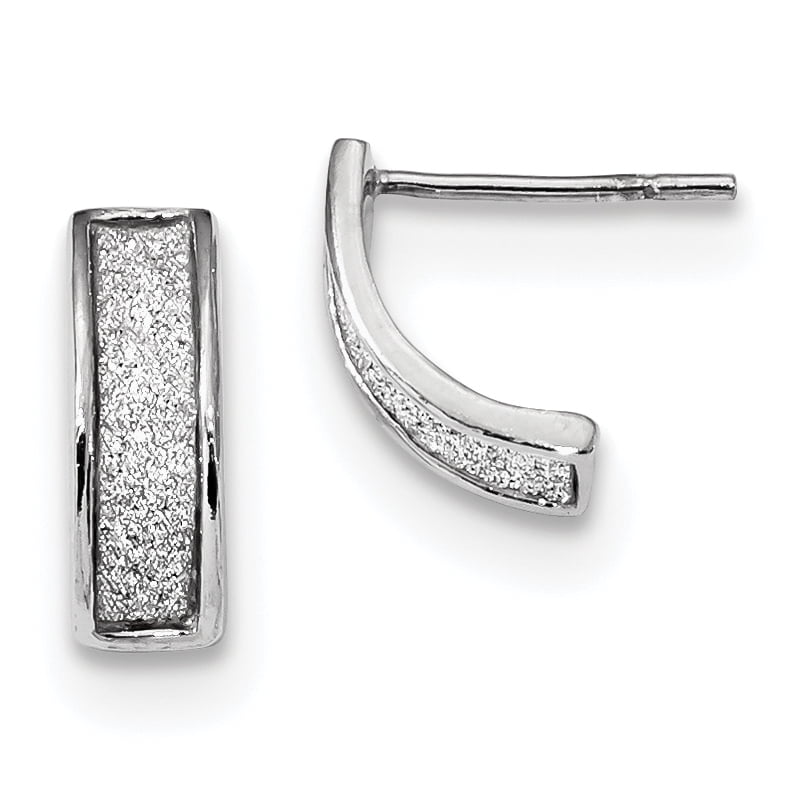 925 Sterling Silver Rhodium-plated Diamond-cut Enamel Glitter Dangle Heart//Circle Earrings