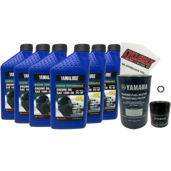 Cyclemax 10W30 Marine Oil Change Kit w/ Filter fits 2002-2010 Yamaha F225 Engine