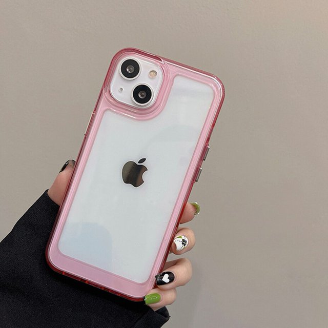 Funda de acrílico transparente HD para iPhone 14 13 12 11 Pro Max XR X XS 7 8Plus SE Mini lujo a prueba de golpes color gelatina suave marco duro cubierta Tan Jianjun unisex