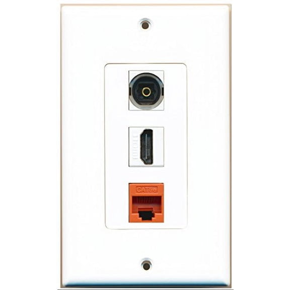 RiteAV - 1 Port HDMI 1 Toslink 1 Cat5e Ethernet Orange Wall Plate Decorative