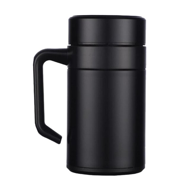 Conjunto de 2 Tazas de Térmicas Mini Doble Pared Cap Aislados de agua de caliente Botella para Facil de Llevado Negro Macarena Copa de deportes de acero inoxidable